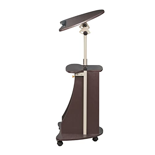 Techni Mobili Sit-to-Stand Rolling Adjustable Storage Medical Laptop Computer Cart, Chocolate, B005 | Adjustable height rolling laptop cart with storage, open shelf, wheels, sit‑to‑stand ideal for podium office medical use - color: Chocolate
