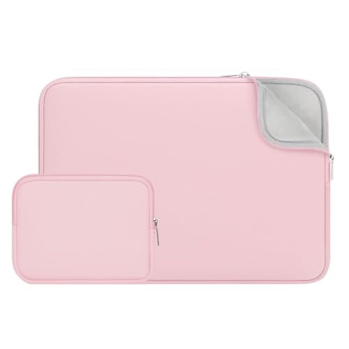 RAINYEAR 14 Inch Laptop Sleeve Case with Accessories Pouch, Light Pink | Protective Soft Fluffy Lining Portable Carrying Bag Compatible with 14 Inch Notebook Computer Chromebook - color: Light Pink(upgraded Version), size: 14"