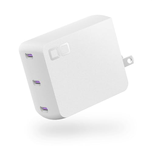 140W USB-C Charger Block, Compact USB-C 3-Port GaN Charger High Wattage PD 3.1 Fast Charging Adapter for MacBook Pro, Windows Laptop, iPhone 15/16, Android, Tablet, NovaPort Trio II 140W (White) - color: White