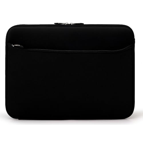 13 inch Laptop Sleeve, Shock and Water Resistant Neoprene Case with Dual Zippers, Front Accessory Pocket for 13.3 Inch Laptops and Tablets - color: Black
