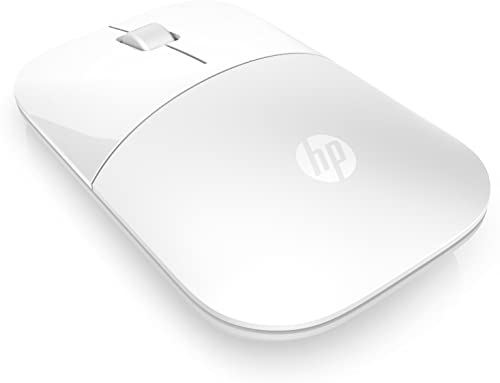 HP Z3700 Wireless Mouse, White, Slim, Multi-OS & Device Compatibility, 2.4 GHZ Connectivity, Multi-Surface Technology, Blue LED 1200 dpi Optical Sensor, Up to 16 Months Battery Life - color: White