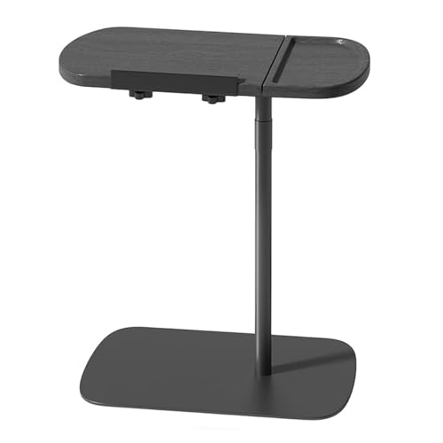 Hospital Bed Tablet Holder Adjustable Height and Angle Sofa Side Table Space-Saving C-Shaped Overbed Table with Stop for Living Room, Bedroom, Hospital(Black) - color: Black