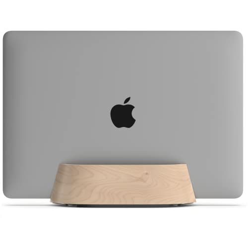 HumanCentric Vertical Laptop Stand in Maple Wood, Upright Adjustable Holder and Dock, Laptop Vertical Stand Fits MacBook Pro and Other Laptops .5" to 1.5", Clamshell Compatible - color: Maple Wood