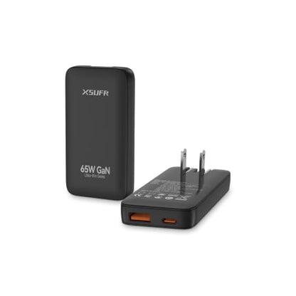 65W Flat USB c Wall Charger,Folding Travel Dual Port USB Wall Charger, for Laptops, Tablets, Phones, Black (Black-New) - color: Black-No Cable