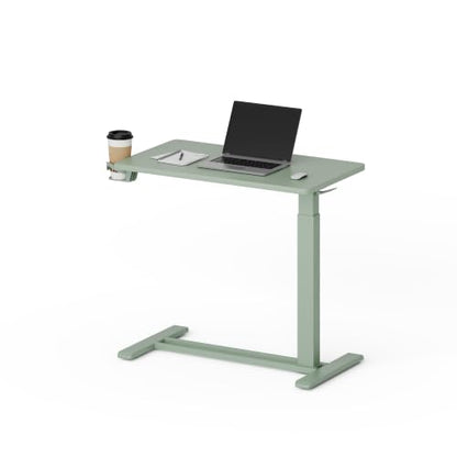 FLEXISPOT H7 28" Pneumatic Height-Adjustable Overbed Table with Wheels | C-shaped bedside table TV Tray,Medical End Side Table,Laptop desk for sofa and home office use,27.6"W x 15.7"D,Mint Green - color: Mint Green, size: Small