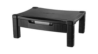 Kantek Monitor Stand With Drawer, 17" X 13.25" X 3" To 6.5", Black, Supports 50 Lbs - style: Single Level with Drawer