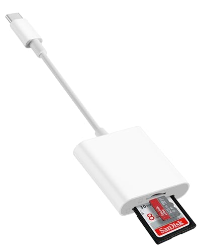 USB-C SD Card Reader for iPhone 15 16 17 Pro Max Air/iPad/Mac/MacBook, 2-in-1 Digital Camera Memory Card Adapter for SD and Micro SD Cards