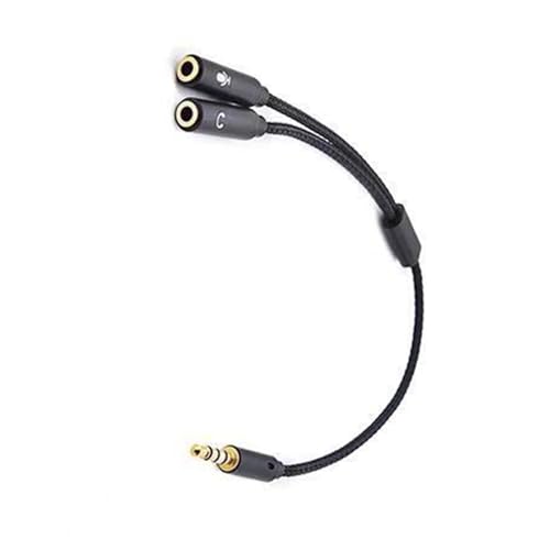 3.5mm Sound Adapter Y Splitter 3.5mm Cable Headsets 2 Female To 1 Male For Laptop Phone Earphone Headphone Microphone - color: Black