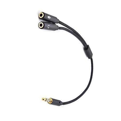 3.5mm Sound Adapter Y Splitter 3.5mm Cable Headsets 2 Female To 1 Male For Laptop Phone Earphone Headphone Microphone - color: Black
