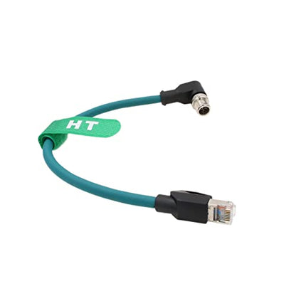 Ethernet Right Angle M12 8 Pin X-Coded RJ45 CAT-7e GigE High Speed Cable for Cognex Baumer Camera Sensor Switcher Router PLC 30cm - size: 30cm