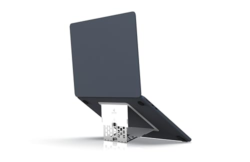 Paper-Thin Stand for MacBook, Laptop Riser, Slim Portable Ergonomic Ventilated Stand, 6 Adjustable Heights from 2.1" to 3.6", Compatible with Laptops Up to 18”, US Patented (Snow White) - color: Snow White