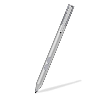 MPP Pen for HP Omnibook X Flip/Envy/Spectre/Pavilion x360 300 Day Battery | Palm rejection, 1024 pressure levels, tilt detection, 2 shortcut buttons, perfect for notes and professional drawing - color: platinum
