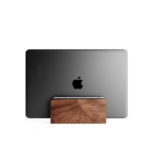 Raico Verical Laptop Stand MacBook Walnut Wood Dual Laptop Vertical Setup Holder Stand (Walnut Wood, Single Slot | Adjustable) - color: Walnut Wood, size: Single Slot | Adjustable