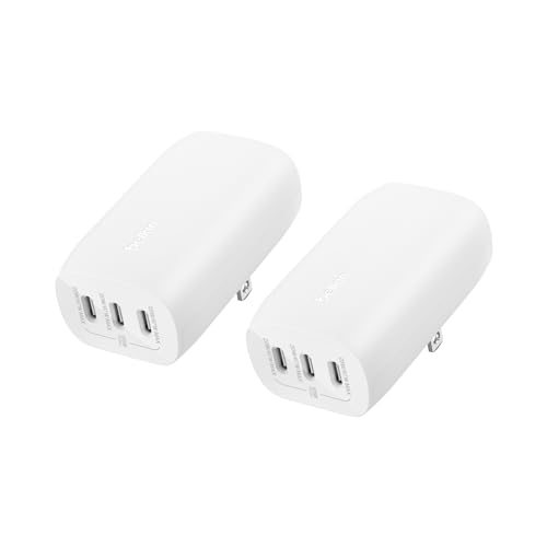 Belkin 3-Port USB C Charger Block 67W - PPS USB-C PD3.1 PPS Super Fast Charging - Samsung Galaxy S26, Apple iPhone 17, Air, Pro, MacBook, AirPods, Apple Watch, Nintendo Switch 2 & More - White, 2-Pack - style: White 2-pack