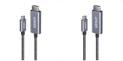 Anker HDMI Cable, 4K@60Hz Ultra-Fast Nylon-Braided USB C to HDMI Cord with Advanced Shielding, Thunderbolt 5/4/3, for MacBook, iPad, iPhone, HD TV, and More(3FT,Black) (Pack of 2) - size: 3FT (Pack of 2)