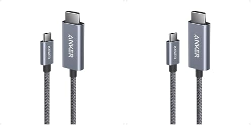 Anker HDMI Cable, 4K@60Hz Ultra-Fast Nylon-Braided USB C to HDMI Cord with Advanced Shielding, Thunderbolt 5/4/3, for MacBook, iPad, iPhone, HD TV, and More(3FT,Black) (Pack of 2) - size: 3FT (Pack of 2)