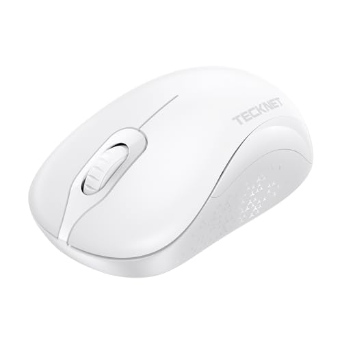 TECKNET 2.4GHz White Wireless Mouse,Suitable for Small to Medium Hands | Laptop Mouse 3 Adjustable DPI Office Cordless USB Mice with Receiver,Compact & Easy to Carry Quiet Clicking - color: Off-White