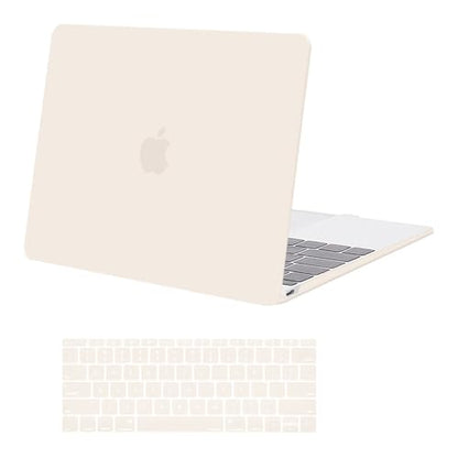 MOSISO Compatible with MacBook 12 inch Case A1534,2017-2015, Beige | Protective Scratch-Resistant Plastic Hard Shell Case & Keyboard Cover Skin - color: Beige