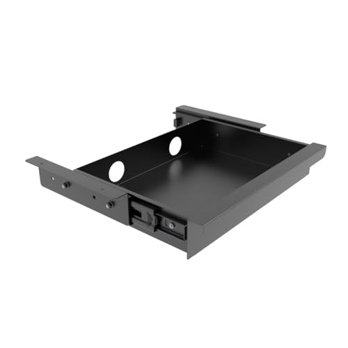 Under Desk Mounted Sliding Pull-out Drawer, W 15.3" x D 8.8" Storage Organizer for Sit Stand Workstation, Metal, Black (Medium) - size: 1TierMedium