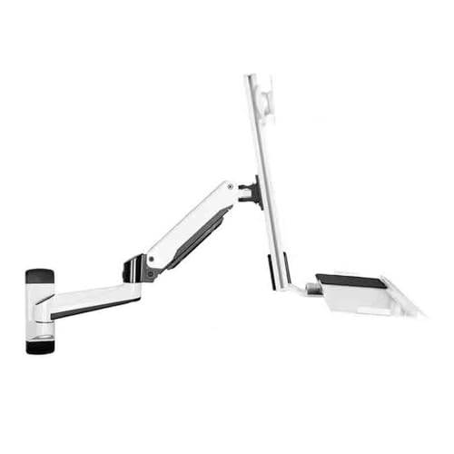 Monitor Stand- Dual Section Arm Single Screen with Engineered Tray Wall Mount Monitor Stand for 15-27 Inch Screens Adjustable Desk Mount