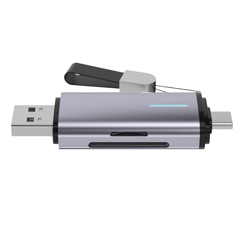SD Card Reader, 2-in-1 USB-C 3.0 sd Card Reader for iPhone, Dual Slot Adapter for MicroSD, SDHC, SDXC Memory Cards, Compatible with iPhone 17/16/15, iPad, Android, Laptops and Computers.