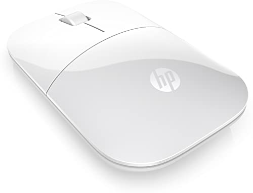 HP Z3700 Wireless Mouse, White, Slim, Multi-OS & Device Compatibility, 2.4 GHZ Connectivity, Multi-Surface Technology, Blue LED 1200 dpi Optical Sensor, Up to 16 Months Battery Life - color: White