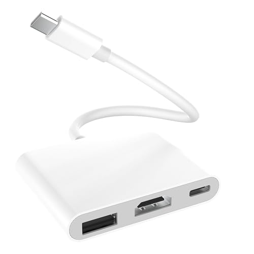 USB C to HDTV Adapter for iPhone 16/15, USB-C HDTV Multiport Adapter | Supports 4K@60Hz, 100W PD charging, USB 3.0 data port, Type-C hub for iPad, MacBook, Samsung, laptop, monitor, projector