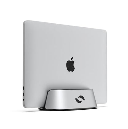HumanCentric Vertical Laptop Stand in Silver Aluminum, Adjustable | Upright Holder & Dock, Fits MacBook Pro & Laptops .5" to 1.5", Clamshell Compatible, Laptop Vertical Stand - color: Aluminum Silver