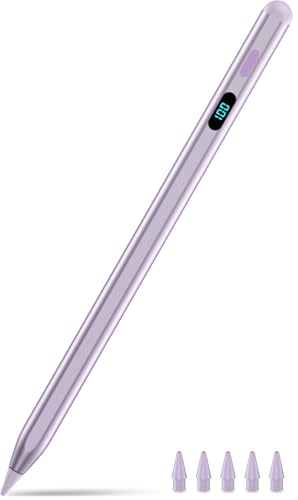 iPad Stylus Pencil(5 Extra Tips) with Magnetic Attachment,USB-C Faster Charge,Tilt Sensitivity Palm Rejection,Compatible with2018-2025 iPad ProM4/12.9/11,Air M3/M2/3/4/5,iPad6-11,Mini5/6/7Gen (Purple) - color: Purple