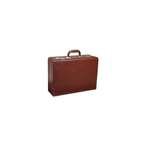 HomeStock Seaside Style Large Expandable Faux Leather Attach Case Executive Business Case Featuring Ample Storage and Distinctive Matte Finish, 17.75" L X 12.88" H X 5.5" W Brown - color: Brown