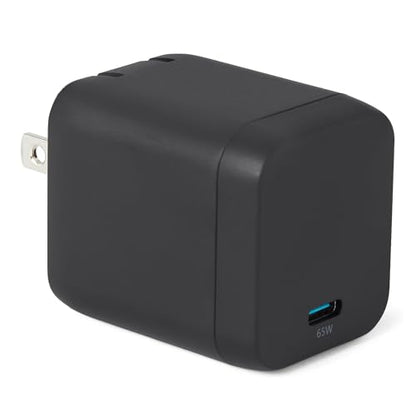 Amazon Basics 65W Fast Charging USB-C GaN Wall Charger, 1-Port PD 3.1, Compact with Foldable Plug for Laptops, Tablets, Phones, Black - color: Black, style: 65 W One Port