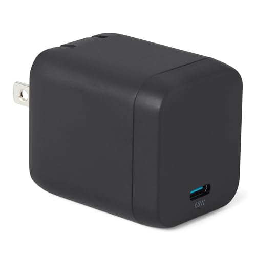 Amazon Basics 65W Fast Charging USB-C GaN Wall Charger, 1-Port PD 3.1, Compact with Foldable Plug for Laptops, Tablets, Phones, Black - color: Black, style: 65 W One Port