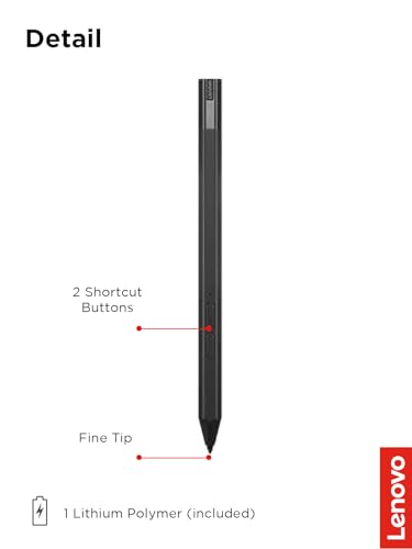 Lenovo Precision Pen 2 (Laptop) – USB-C Charging – Tilt Recognition – Pen is Only Compatible with Certain Devices, Iron Grey - style: Precision Pen 2