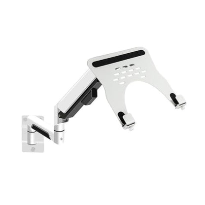 Monitor Stand, Wall Mount Monitor Arm with Laptop Tray, Aluminum Gas Spring Full Motion Laptop Mount Arm Fits Max 32 Inch, 19.8 Lbs Screens/ 10-17" Laptop,Desk Accessories,White - color: White