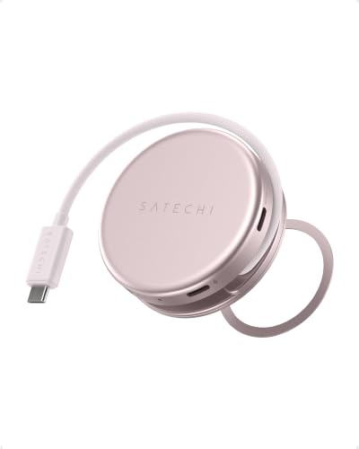 Satechi OntheGo 5-in-1 USB-C Hub, Multiport Adapter, 4K/60Hz HDMI, 60W PD Pass-Through Charging, SD Card Reader, USB-A & USB-C 5Gbps Data, Magnetic Mount for MacBook Neo/Air/Pro, iPad, Blush - color: Blush