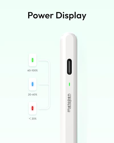 Metapen Pencil Air8 for Apple iPad 2018-2026, 10 Min Faster Charge, Palm Rejection Stylus Pen for iPad a16/11/10/9/8/7/6th Gen, Pro 12.9/11/13-inch M4/M5, Air 3/4/5/M2/M3/M4, Mini 5/6th - style: Apple pencil