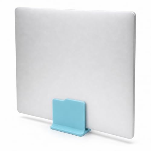 Vertical Laptop Stand for Desk, Folder-Style Notebook Holder, 25mm Slot, 125 x 70 x 104 mm, Blue - color: Blue, size: 25mm Slot