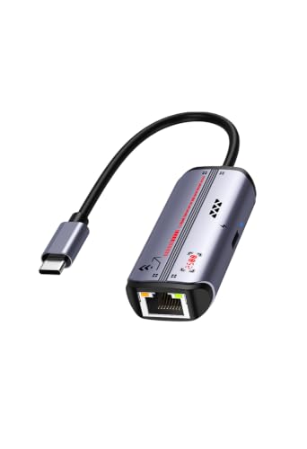 2.5Gb USB C to Ethernet Adapter with PD 100W, USB Network Adapter, RJ45 LAN | 2500Mbps Speed | Plug & Play | USB-C to RJ45 and PD Charging | RTL8156B Chipset | NAS, Laptop Compatible | Windows Mac Linux
