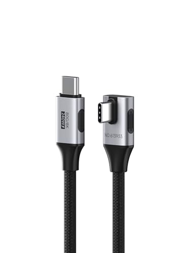 Hagibis USB4 Cable, Right Angle 90Degree Braided 80Gbps, 240W Fast Charging, 8K@60Hz USB4 V2.0 USB-C Cable for iPhone 17 16 15 Pro Max, iPad Pro, MacBook, Thunderbolt 5/4 (Vertical 90 Degree, 0.8FT) - color: Vertical 90 Degree, size: 0.8FT