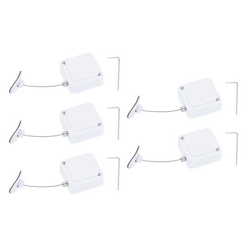 PATIKIL Retractable Remote Control Cable Tether (4.9ft / 1.5M, White)(5 Set) Square Remote Control Security Lanyard Lock Adjustable Locking Leash with Plastic Cap, Suit for - TV/Tablets - color: White, size: 4.9ft