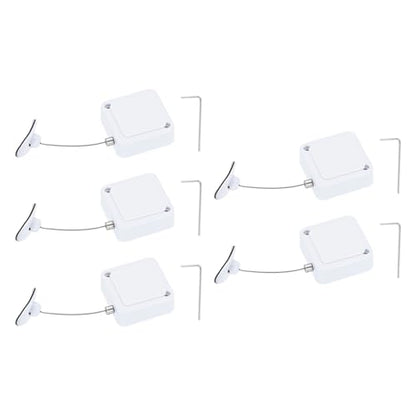 PATIKIL Retractable Remote Control Cable Tether (4.9ft / 1.5M, White)(5 Set) Square Remote Control Security Lanyard Lock Adjustable Locking Leash with Plastic Cap, Suit for - TV/Tablets - color: White, size: 4.9ft