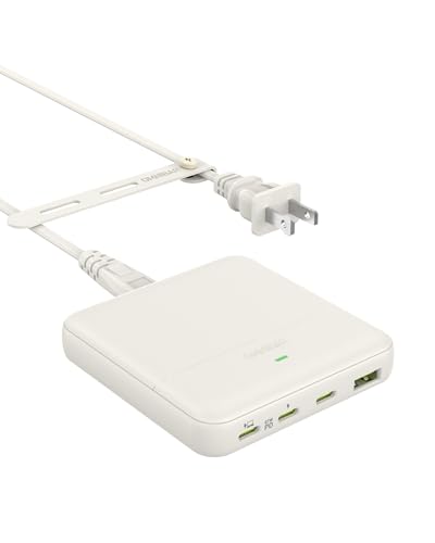 USB C Charging Station 67W, 4-Port Slim USB C Charger Block for iPhone 17/16/15, MacBook Air/Pro with 5ft Extension Cord, 3 USBC, 1 USB-A, Fast Charging Desktop Charger for Home Office Travel, White - color: White