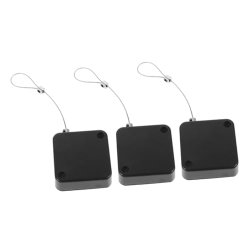 Vaguelly 3pcs Automatic Retractable Cable Holder Box Hasp Latch Lock Cable Tether Case for Remote Control Laptop Wire Box for Security