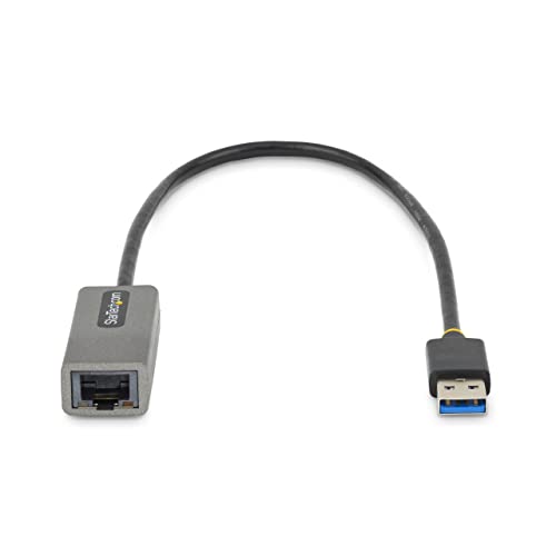 StarTech USB 3.0 to Gigabit Ethernet Adapter, 10/100/1000Mbps, Driverless | 10/100/1000Mbps, USB to RJ45, USB 3.0 to LAN Adapter, USB 3.0 Ethernet Adapter (GbE), 11in Attached Cable, Driverless - color: Space Gray, size: 1Gbps, style: USB-A