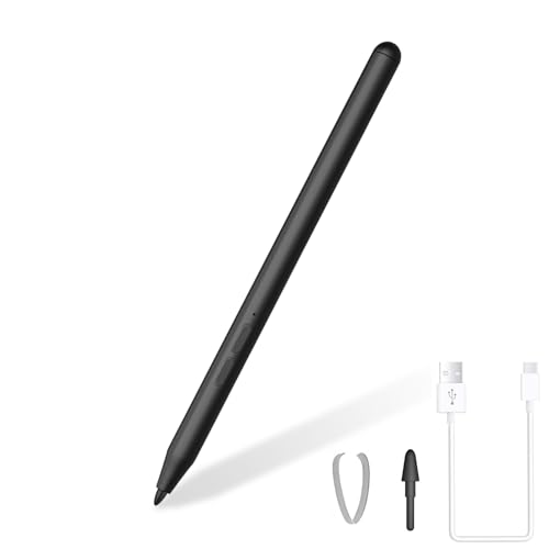 Rechargeable MPP 2.0 Tilt Pen for HP/Surface/Kobo, 4096 Pressure & Magnetic | Two Side Button, Palm Rejection Stylus for Surface Pro 11-3, Laptop/Book/Go/Studio for Students Artists Drawing Note-Taking - color: Black