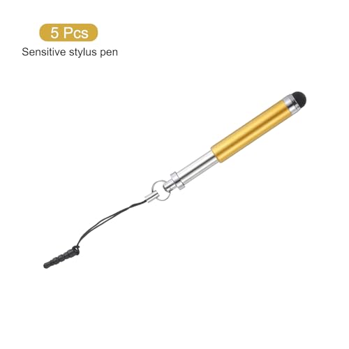 MECCANIXITY 5pcs Metallic Stylus Pen Retractable Aluminum Alloy Mini Capacitive Pens for Universal All Touch Screen Devices, Yellow - color: Yellow