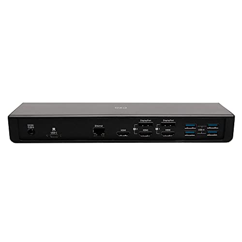 C2G USB-C Docking Station 12-in-1 Triple Display with HDMI, DisplayPort, Ethernet, USB, 3.5mm Audio and Power Delivery up to 85W - 4K 30Hz (TAA Compliant), Black