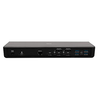 C2G USB-C Docking Station 12-in-1 Triple Display with HDMI, DisplayPort, Ethernet, USB, 3.5mm Audio and Power Delivery up to 85W - 4K 30Hz (TAA Compliant), Black