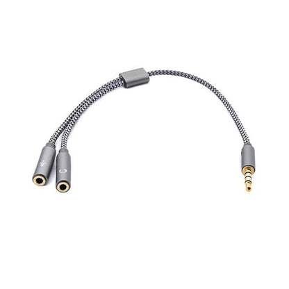 3.5mm Sound Adapter Y Splitter 3.5mm Cable Headsets 2 Female To 1 Male For Laptop Phone Earphone Headphone Microphone - color: Grey
