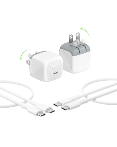 Belkin 45W Compact USB C Charger Block, 2 Pack, Fast Charging for Travel | PD 3.1, PPS, Travel Charger, Chromebook, iPad, iPhone 17, Samsung Galaxy, Pixel, Foldable Prongs, 3.3 ft Cables Included - color: White, style: Two Pack + 2 USB-C Cables